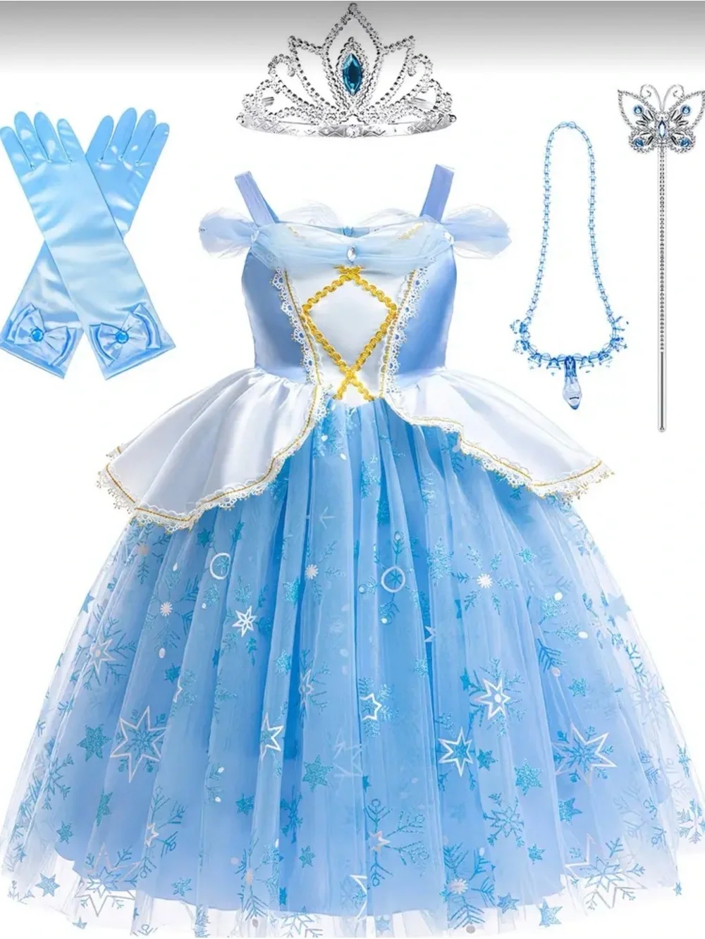 Blue Princess Costume Dress with Accessories